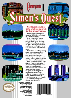 Castlevania II - Simon's Quest (USA) box cover back